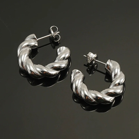 Gold Twist Hoop Earrings*Everyday Earrings*Waterproof*Sweatproof - Picture 4 of 4